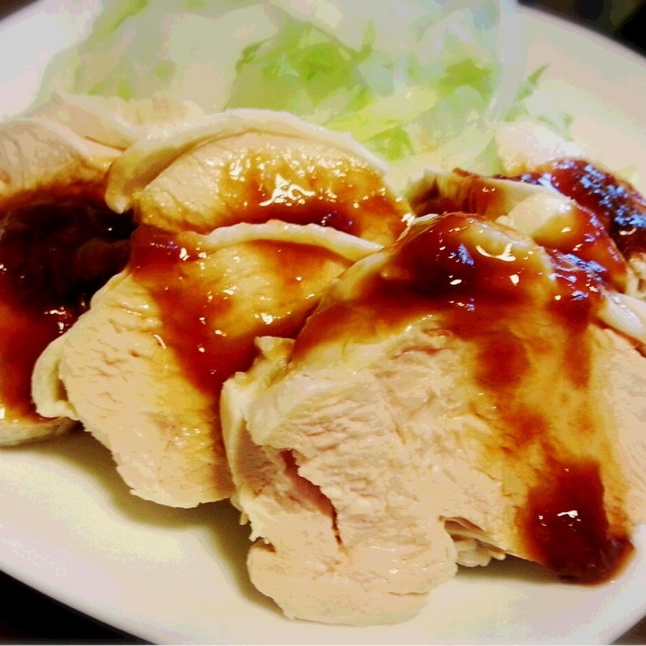 鶏むねでジューシー 茹で鶏 梅ポン酢でサッパリ レシピ 作り方 By こぶた 楽天レシピ
